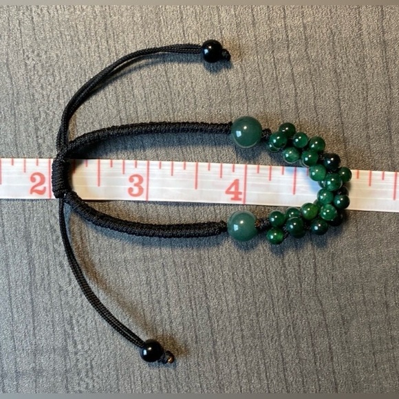 Beaded Natural Jade Gemstone Bracelet with Adjustable Cord - Picture 7 of 14